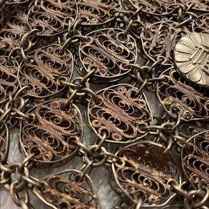 Vintage Filigree Chain Mail Mini Bag With Chinese Cartouches And Dragon Motifs